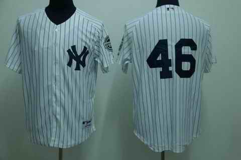 Yankees 46 Pettitte white (2009 logo) Jerseys