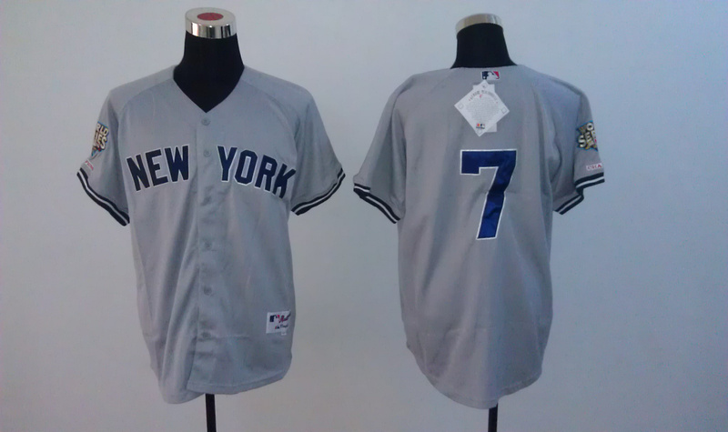 Yankees 7 Mantle Grey 2009 World Series Jerseys