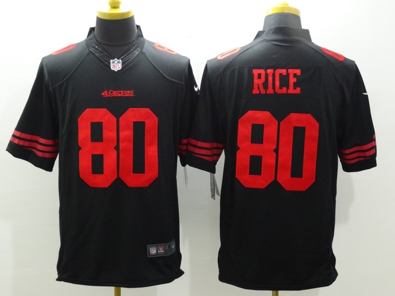 Nike 49ers 80 Jerry Rice Black Retired Player Limited Jersey