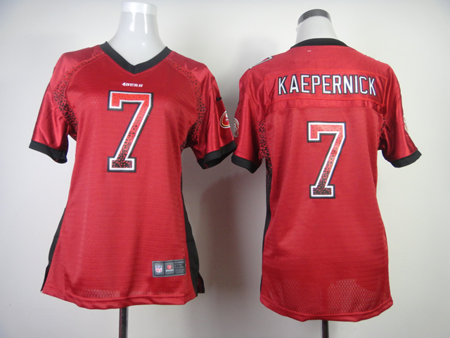 Nike 49ers 7 Colin Kaepernick Red Drift Fashion Women Jersey