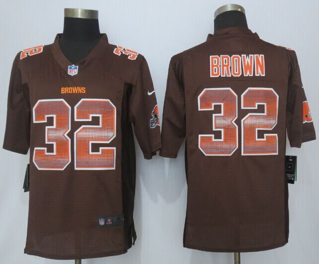 Nike Browns 32 Jim Brown Brown Pro Line Fashion Strobe Jersey