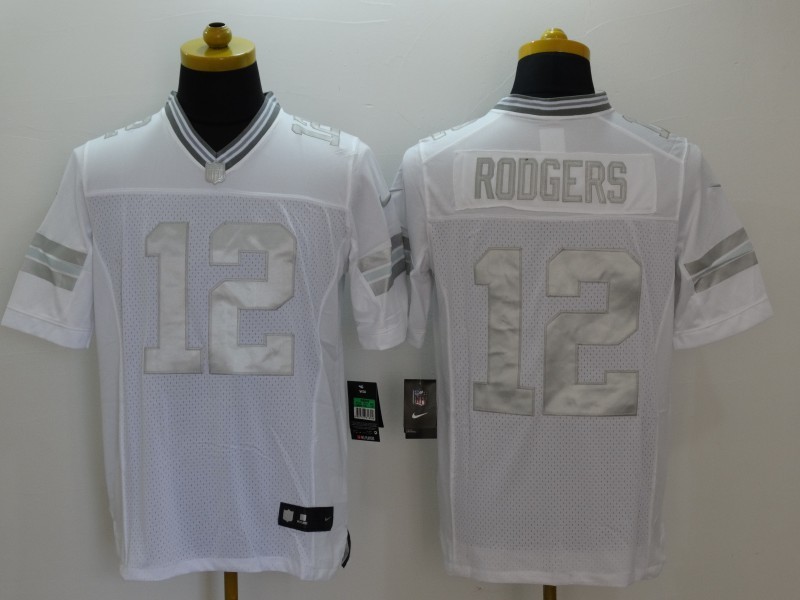 Nike Packers 12 Aaron Rodgers White Platinum Limited Jersey