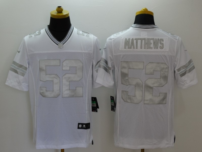 Nike Packers 52 Clay Matthews White Platinum Limited Jersey