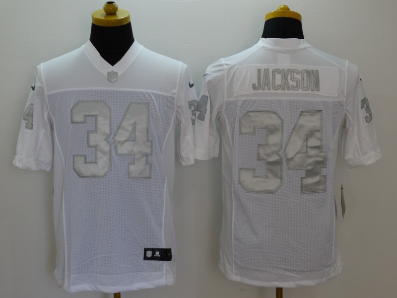 Nike Raiders 34 Bo Jackson White Platinum Limited Jersey