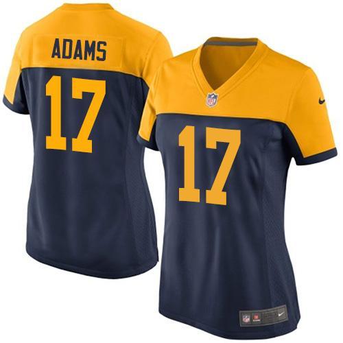 Nike Packers 17 Davante Adams Navy Blue Alternate Women Game Jersey