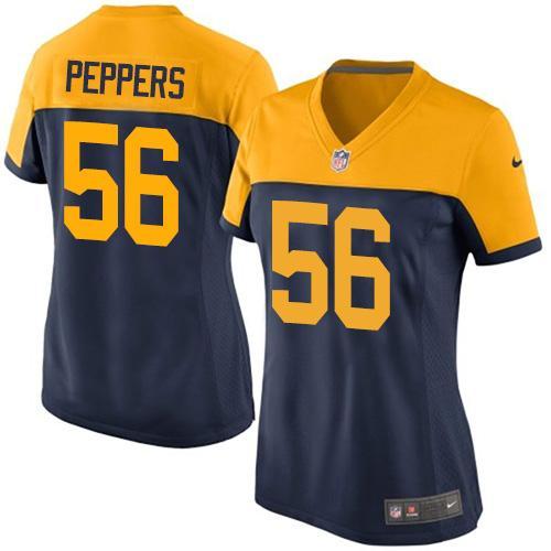 Nike Packers 56 Julius Peppers Navy Blue Alternate Women Game Jersey