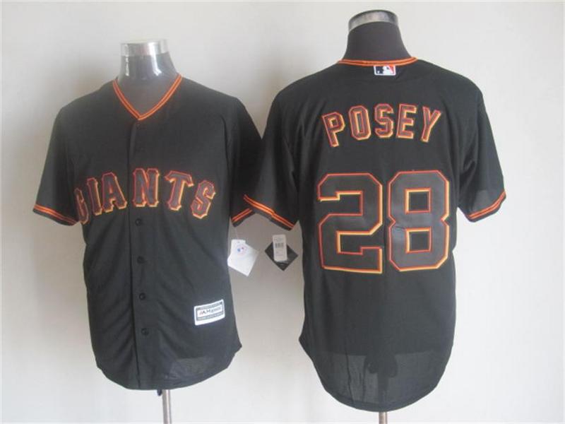 Giants 28 Buster Posey Black New Cool Base Jersey