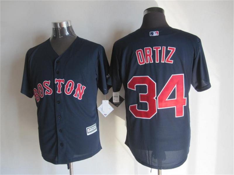 Red Sox 34 David Ortiz Blue New Cool Base Jersey