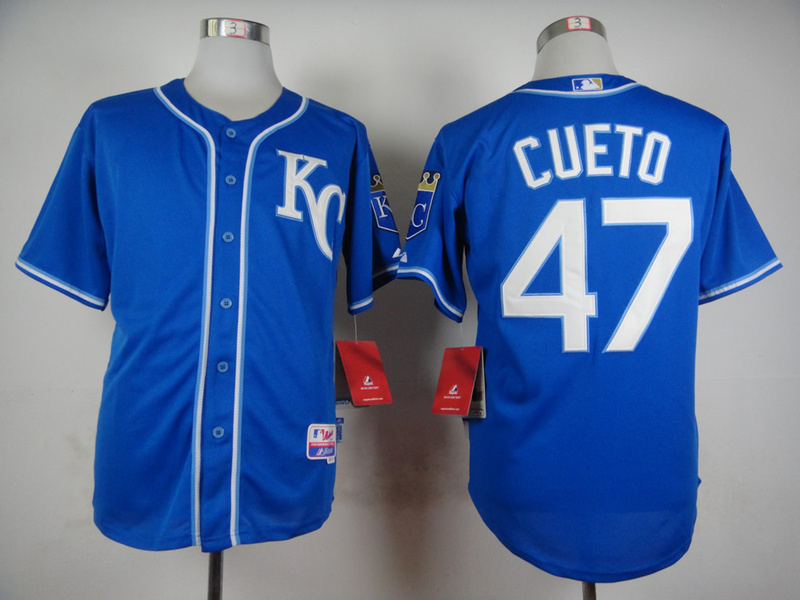 Royals 47 Johnny Cueto Blue Cool Base Jersey