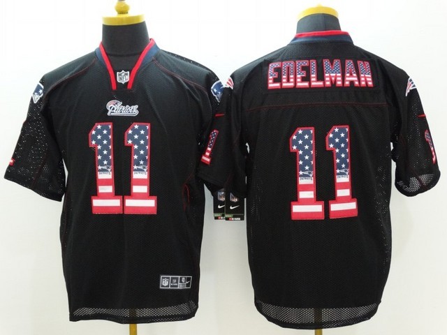 Nike Patriots 11 Julian Edelman Black USA Flag Elite Jersey