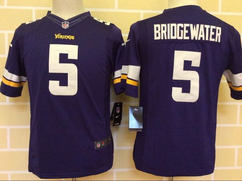 Nike Vikings 5 Teddy Bridgewater Purple Youth Limited Jersey