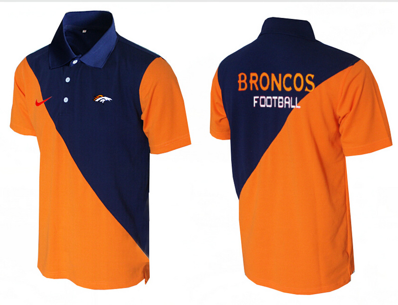 Nike Broncos Orange And Blue Split Polo Shirt