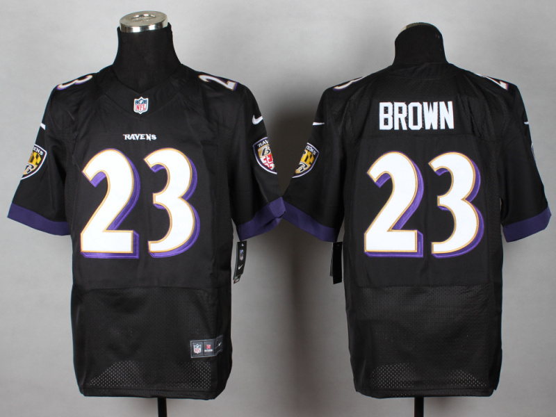 Nike Ravens 23 Brown Black Elite Jersey