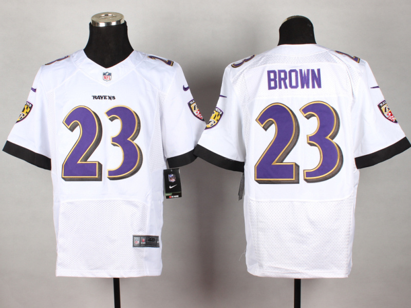 Nike Ravens 23 Brown White Elite Jersey