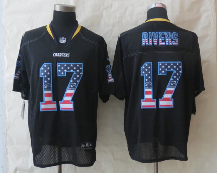 Nike Chargers 17 Rivers USA Flag Fashion Black Elite Jerseys