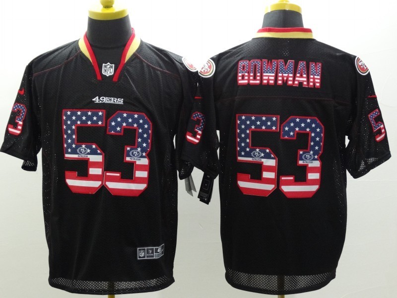 Nike 49ers 53 Bowman US Flag Fashion Black Elite Jerseys