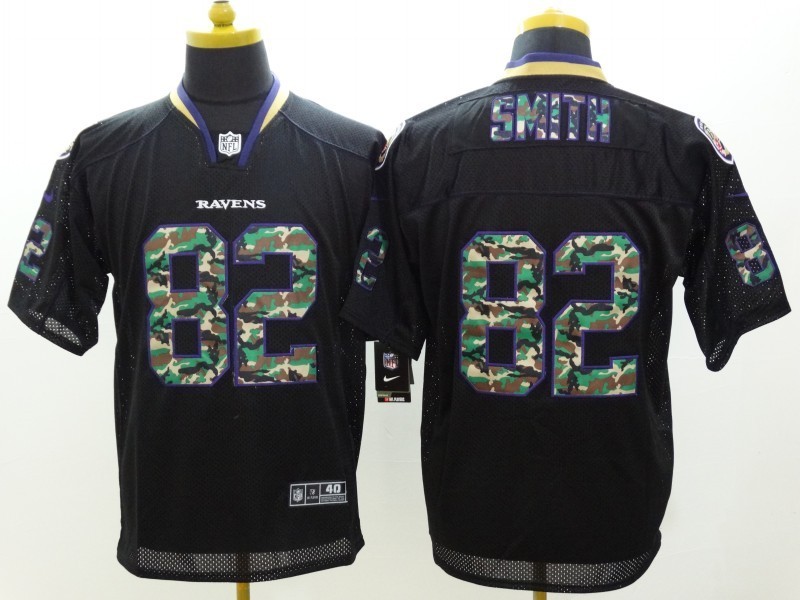 Nike Ravens 82 Smith Black Fashion Camo Elite Jerseys
