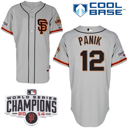 Giants 12 Panik Grey 2014 World Series Champions Cool Base Road Jerseys