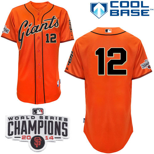 Giants 12 Panik Orange 2014 World Series Champions Cool Base Jerseys
