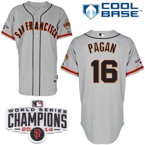 Giants 16 Pagan Grey 2014 World Series Champions Cool Base Road Jerseys