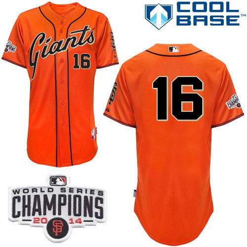 Giants 16 Pagan Orange 2014 World Series Champions Cool Base Jerseys