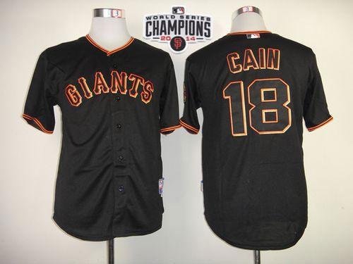 Giants 18 Cain Black 2014 World Series Champions Cool Base Jerseys