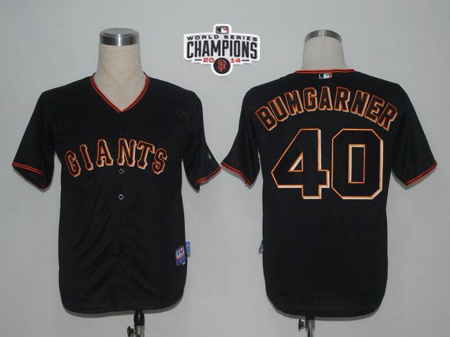Giants 40 Bumgarner Black 2014 World Series Champions Cool Base Jerseys