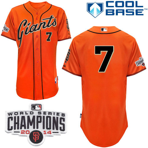 Giants 7 Blanco Orange 2014 World Series Champions Cool Base Jerseys
