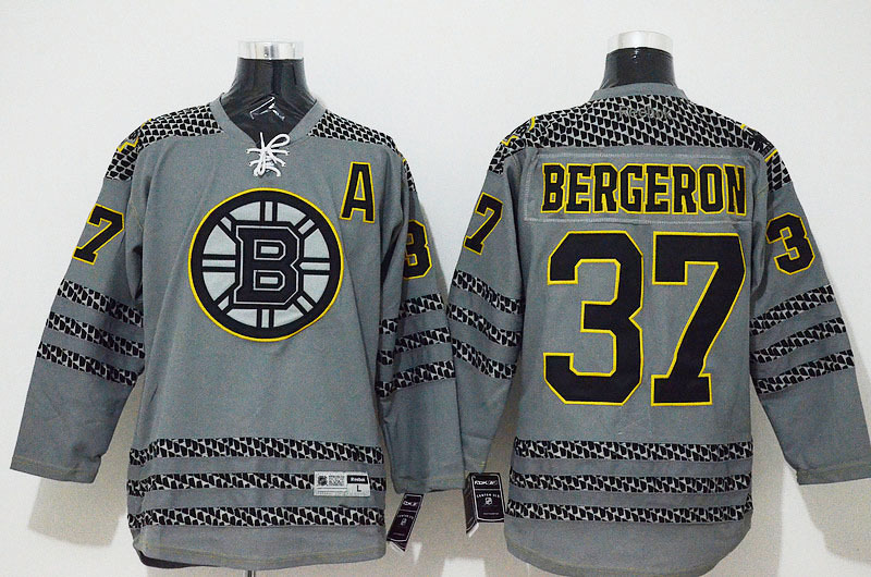 Bruins 37 Bergeron Charcoal Cross Check Premier Fashion Jerseys