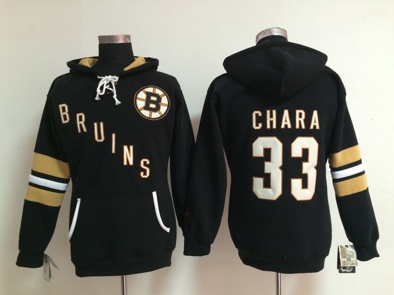 Bruins 33 Chara Black Women All Stitched Hooded Sweatshirt