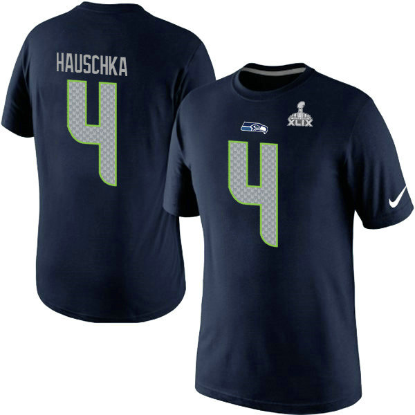 Nike Seahawks 4 Hauschka Blue 2015 Super Bowl XLIX T Shirts2
