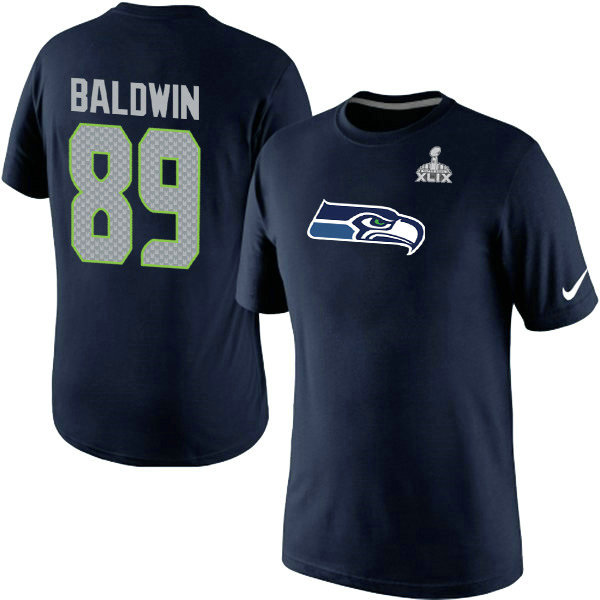 Nike Seahawks 89 Baldwin Blue 2015 Super Bowl XLIX T Shirts2