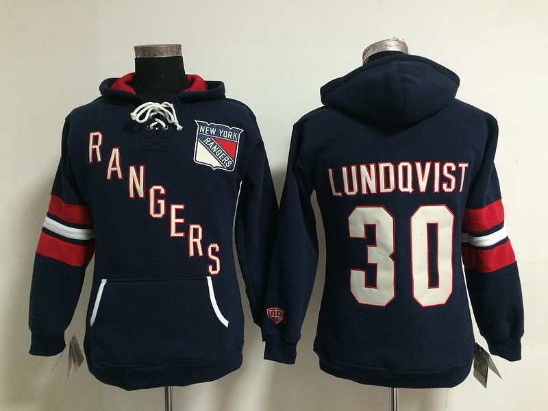 Rangers 30 Lundqvist Women All Stitched Hooded Sweatshirt