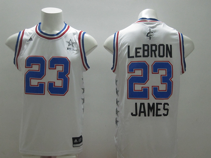 2015 NBA All Star NYC Eastern Conference 23 Lebron James White Jerseys