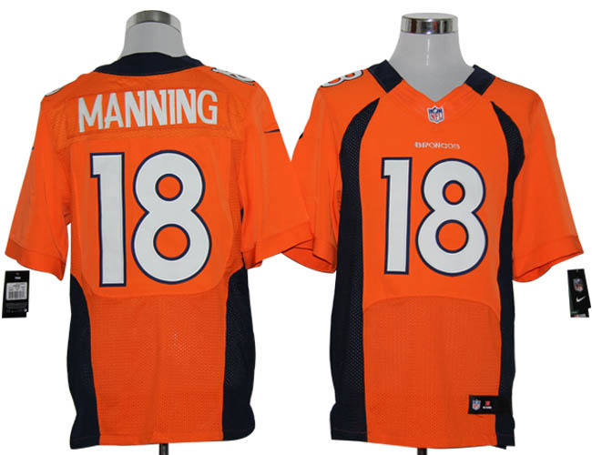 Nike Broncos 18 Manning Orange Elite Big Size Jersey