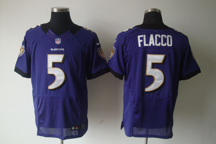 Nike Ravens 5 Flacco Purple Elite Big Size Jersey