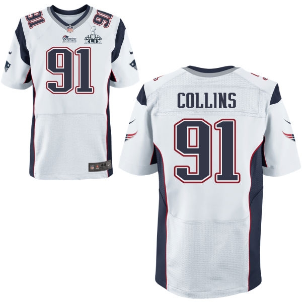 Nike Patriots 91 Jamie Collins White 2015 Super Bowl Elite Jersey