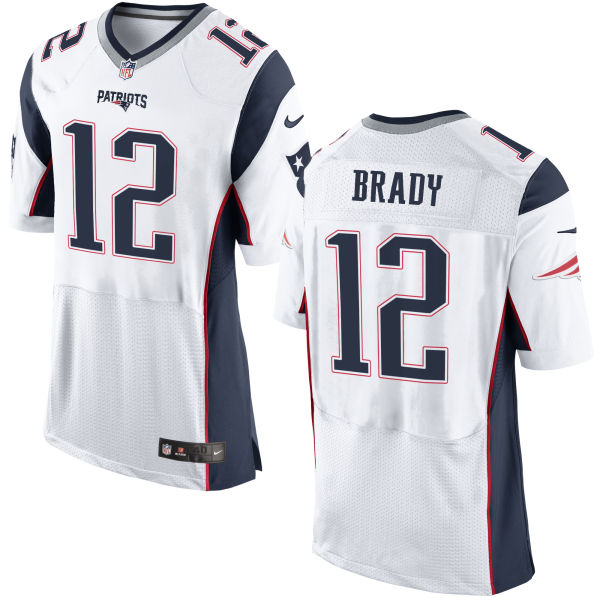 Nike Patriots 12 Tom Brady White With New Logo Elite Jersey