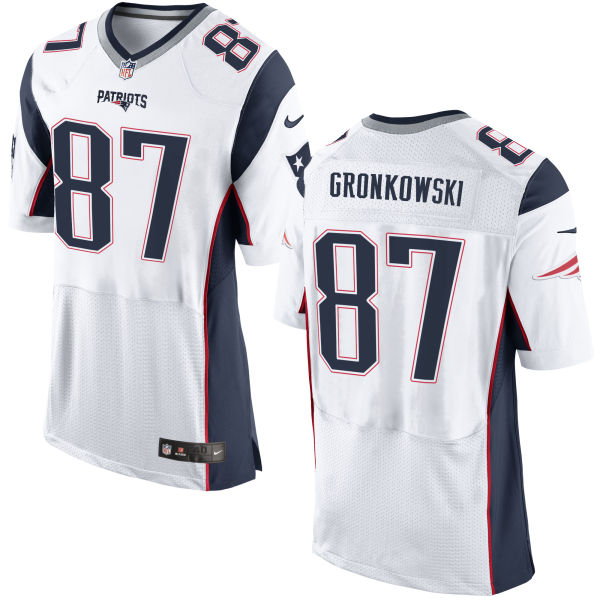 Nike Patriots 87 Rob Gronkowski White With New Logo Elite Jersey