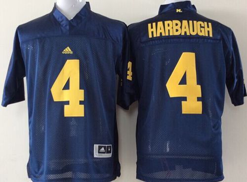 Wolverines 4 Jim Harbaugh Navy Blue Stitched NCAA Jerseys