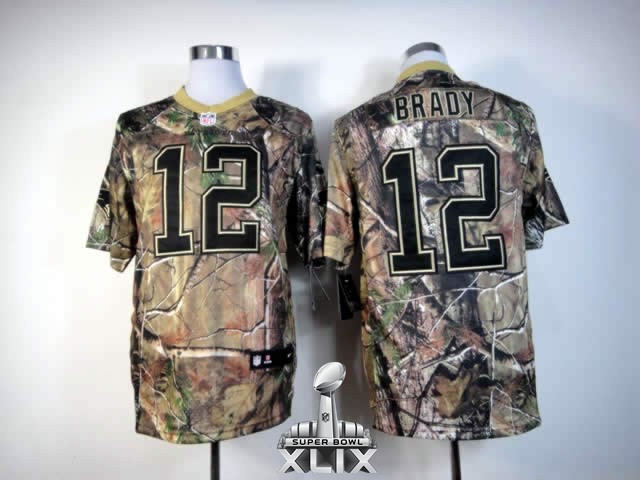 Nike Patriots 12 Brady Camo Elite 2015 Super Bowl XLIX Jerseys