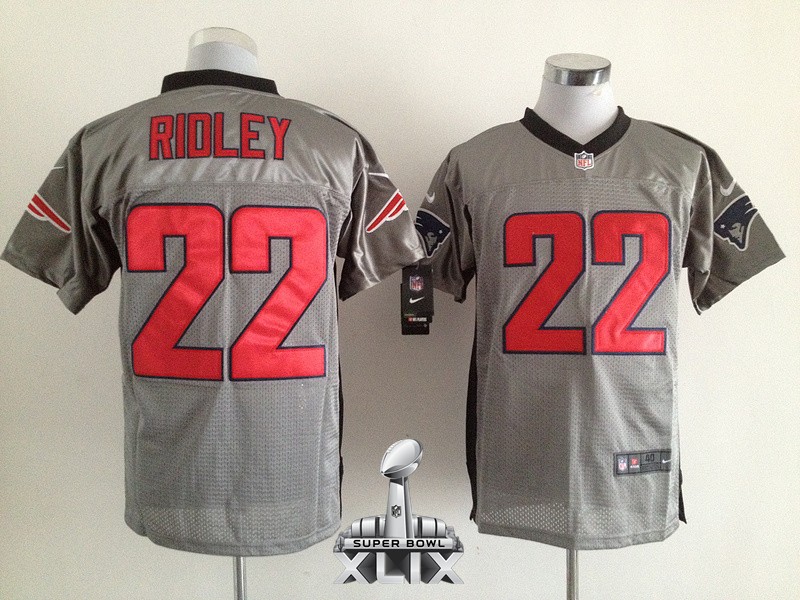 Nike Patriots 22 Ridley Grey Shadow Elite 2015 Super Bowl XLIX Jerseys