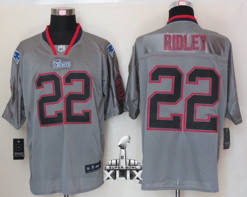 Nike Patriots 22 Ridley Lights Out Grey Elite 2015 Super Bowl XLIX Jerseys