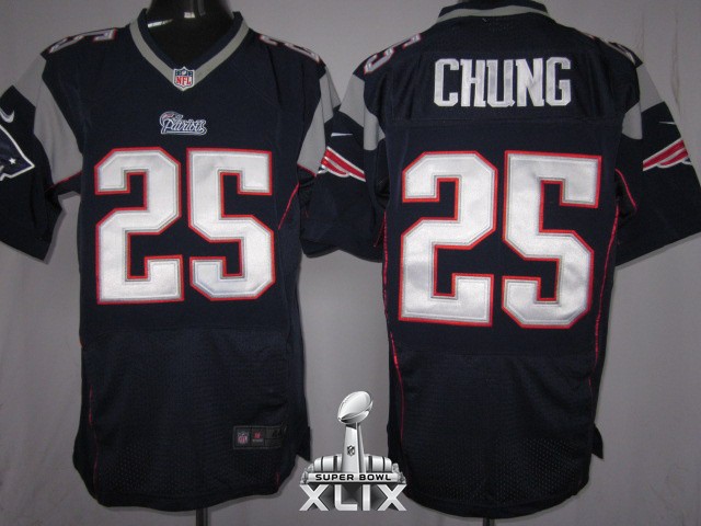 Nike Patriots 25 Chung Blue Elite 2015 Super Bowl XLIX Jerseys