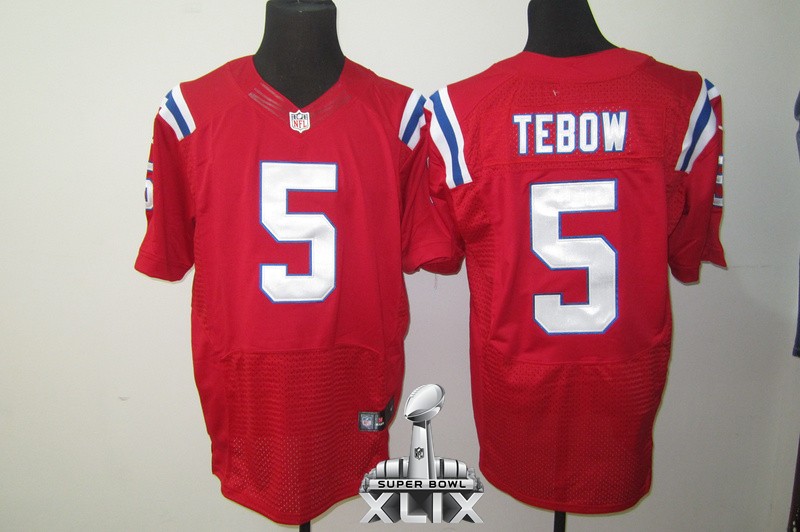 Nike Patriots 5 Tebow Red Elite 2015 Super Bowl XLIX Jerseys