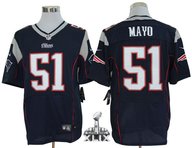 Nike Patriots 51 Mayo Blue Elite 2015 Super Bowl XLIX Jerseys