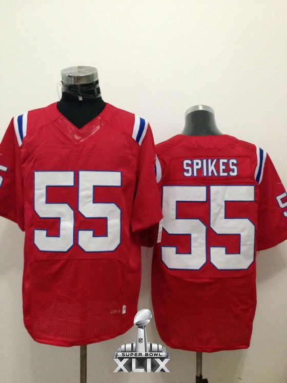 Nike Patriots 55 Spikes Red Elite 2015 Super Bowl XLIX Jerseys