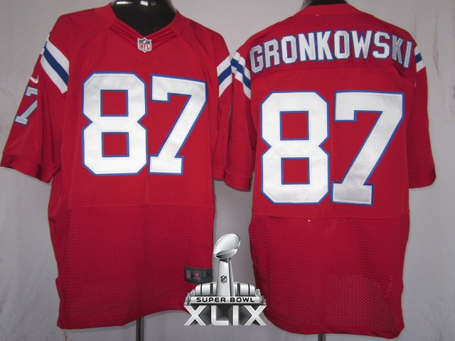 Nike Patriots 87 Gronkowski Red Elite 2015 Super Bowl XLIX Jerseys