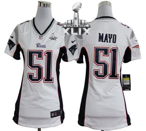 Nike Patriots 51 Mayo White Women Game 2015 Super Bowl XLIX Jerseys