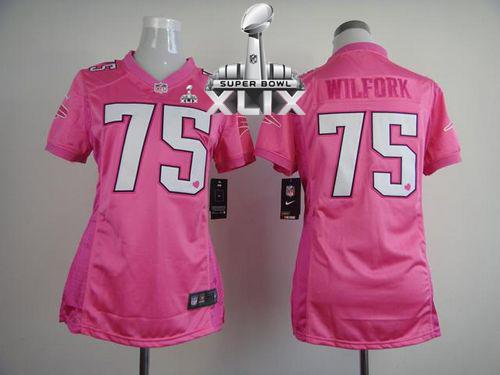 Nike Patriots 75 Wilfork Pink Love Women Game 2015 Super Bowl XLIX Jerseys